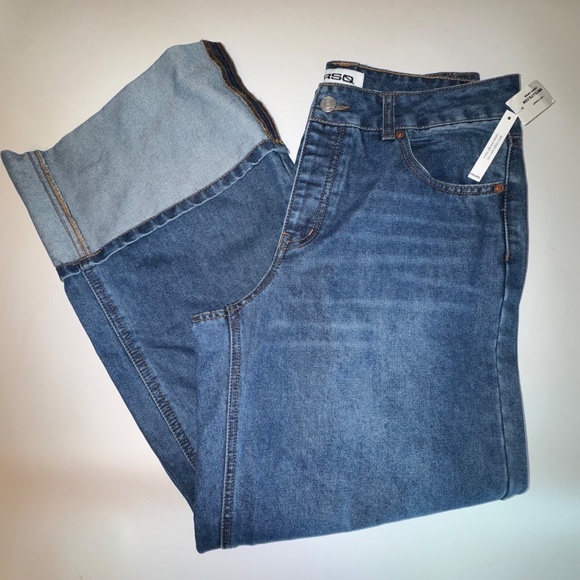 RSQ  Wide leg Jeans RSQ Button Fly Cuffed Tillys 100% Cotton Denim sz 28 - Picture 1 of 10